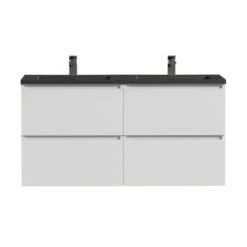 Tiger Karlo Badkamermeubel 120 Cm Hoogglans Wit Met Wastafel Zwart -Badkamer Winkel 123 1035