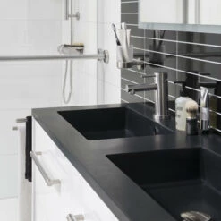 Tiger Karlo Badkamermeubel 120 Cm Hoogglans Wit Met Wastafel Zwart -Badkamer Winkel 123 1038