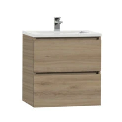 Tiger Karlo Badkamermeubel 60 Cm Chalet Eiken Met Wastafel Hoogglans Wit -Badkamer Winkel 123 1044