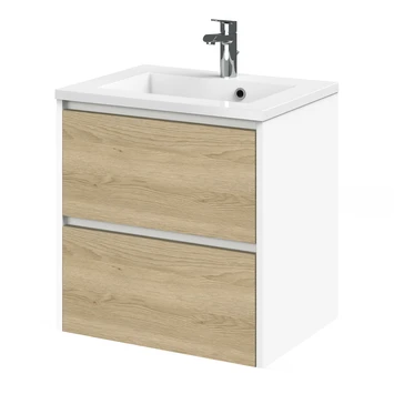 Tiger Reverse Meubelset 60 Cm Met 2 Lades Naturel Eik / Mat Wit Inclusief Quadro Wastafel Hoogglans Wit 3 Tiger Reverse Meubelset 60 Cm Met 2 Lades Naturel Eik / Mat Wit Inclusief Quadro Wastafel Hoogglans Wit