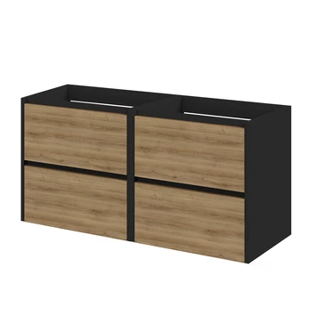 Tiger Reverse Meubelset 2x60 Cm Met 4 Lades Chalet Eik / Mat Zwart Inclusief 2 Oval Wastafels Mat Zwart 5 Tiger Reverse Meubelset 2x60 Cm Met 4 Lades Chalet Eik / Mat Zwart Inclusief 2 Oval Wastafels Mat Zwart - Afbeelding 3