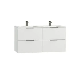 Tiger Badkamermeubel Studio 120cm Hoogglans Wit Met Platte RVS Greep