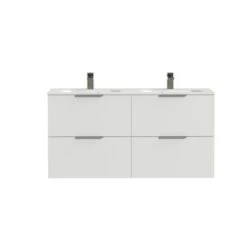 Tiger Badkamermeubel Studio 120cm Hoogglans Wit Met Platte RVS Greep -Badkamer Winkel 123 1112