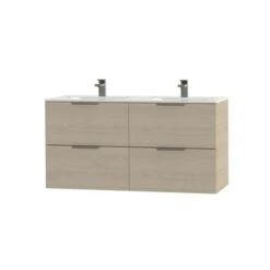 Tiger Badkamermeubel Studio 120cm Naturel Eik/wit Met Platte RVS Greep 7 Tiger Badkamermeubel Studio 120cm Naturel Eik/wit Met Platte RVS Greep -Badkamer Winkel 123 1171