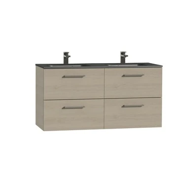 Tiger Badkamermeubel Studio 120cm Naturel Eik/matzwart Met RVS Greep 3 Tiger Badkamermeubel Studio 120cm Naturel Eik/matzwart Met RVS Greep