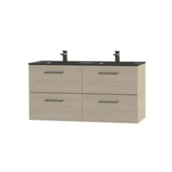 Tiger Badkamermeubel Studio 120cm Naturel Eik/matzwart Met RVS Greep 7 Tiger Badkamermeubel Studio 120cm Naturel Eik/matzwart Met RVS Greep -Badkamer Winkel 123 1185