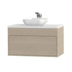 Tiger Helsinki Badkamermeubel 80 Cm Naturel Eiken Met Waskom -Badkamer Winkel 123 1240