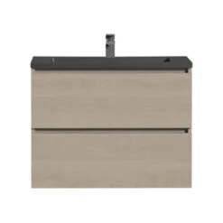 Tiger Karlo Badkamermeubel 80 Cm Naturel Eiken Met Wastafel Zwart -Badkamer Winkel 123 1243