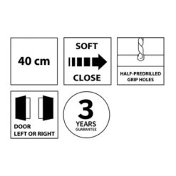 Tiger Maryport Hoge Kolomkast 40 Cm Mat Zwart Met Matzwarte Greep -Badkamer Winkel 123 1255