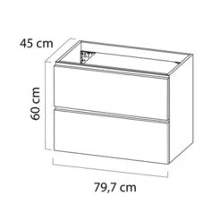 Tiger Karlo Badkamermeubel 80cm Mat Zwart Met Eiken Wasblad En Keramische Waskom -Badkamer Winkel 123 1279