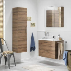 Tiger Badkamermeubel Studio 80cm Chalet Eik/matwit Met RVS Greep -Badkamer Winkel 123 1314