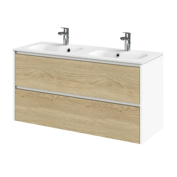 Tiger Reverse Meubelset 120 Cm Met 2 Lades Naturel Eik / Mat Wit Inclusief Oval Wastafel Dubbel Mat Wit 3 Tiger Reverse Meubelset 120 Cm Met 2 Lades Naturel Eik / Mat Wit Inclusief Oval Wastafel Dubbel Mat Wit