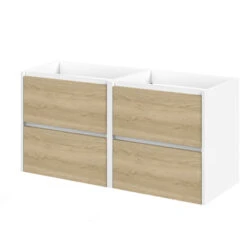 Tiger Reverse Meubelset 2x60 Cm Met 4 Lades Naturel Eik / Mat Wit Inclusief 2 Quadro Wastafels Hoogglans Wit 12 Tiger Reverse Meubelset 2x60 Cm Met 4 Lades Naturel Eik / Mat Wit Inclusief 2 Quadro Wastafels Hoogglans Wit -Badkamer Winkel 123 134