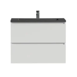 Tiger Karlo Badkamermeubel 80 Cm Hoogglans Wit Met Wastafel Zwart Blad -Badkamer Winkel 123 1344