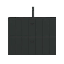 Tiger Maryport Badkamermeubelset 80 Cm Mat Zwart Met Matzwarte Polybeton Wastafel En Matzwarte Grepen -Badkamer Winkel 123 1356