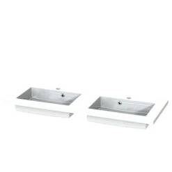 Tiger Reverse Meubelset 120 Cm Met 2 Lades Naturel Eik / Mat Wit Inclusief Quadro Wastafel Dubbel Hoogglans Wit -Badkamer Winkel 123 1372