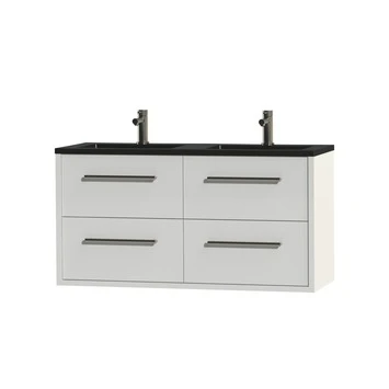 Tiger Badkamermeubel Boston 120cm Hoogglans Wit/matzwart Met Grepen RVS 5 Tiger Badkamermeubel Boston 120cm Hoogglans Wit/matzwart Met Grepen RVS - Afbeelding 3