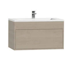 Tiger Helsinki Badkamermeubel 80 Cm Naturel Eiken Met Wastafel Polybeton Hoogglans Wit