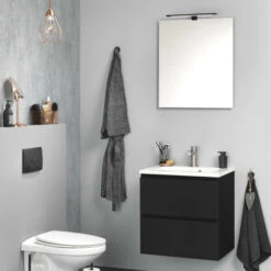 Tiger Badkamermeubel Karlo 60 Cm Mat Zwart Met Witte Wastafel -Badkamer Winkel 123 1416