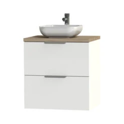 Tiger Badkamermeubel Studio 60cm Hoogglans Wit/witte Waskom Met Profielgrepen -Badkamer Winkel 123 1480