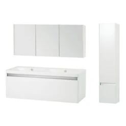 Stripe Badkamermeubelset Hoogglans Wit 120 Cm Exclusief Kolomkast