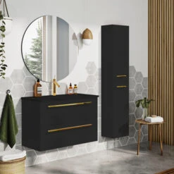 Atlantic kolomkast Stella Mat Zwart -Badkamer Winkel 123 155