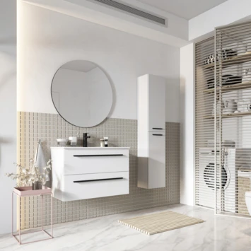 Atlantic Badmeubelset Stella Met spiegel En Witte wastafel 80cm Mat Wit 4 Atlantic Badmeubelset Stella Met spiegel En Witte wastafel 80cm Mat Wit - Afbeelding 2