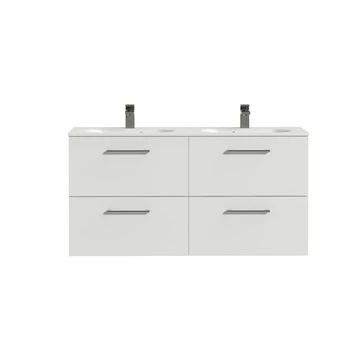 Tiger Badkamermeubel Studio 120cm Hoogglans Wit/matwit Ronde RVS Greep 3 Tiger Badkamermeubel Studio 120cm Hoogglans Wit/matwit Ronde RVS Greep