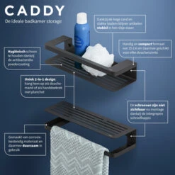 Tiger Douchemand Met Handdoekhouder Caddy Zw -Badkamer Winkel 123 2915