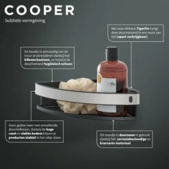 Tiger Hoekdouchemand Cooper 21 Cm RVS/zwart -Badkamer Winkel 123 2930