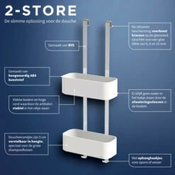 Tiger Doucherek Ophangbaar 2-store 25cm Wit -Badkamer Winkel 123 3025