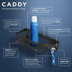 Tiger Douchemand Met Haak Caddy Zwart -Badkamer Winkel 123 3068