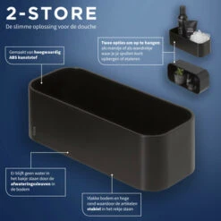 Tiger Wandrek/douchemand 2-store 25cm Zwart -Badkamer Winkel 123 3096