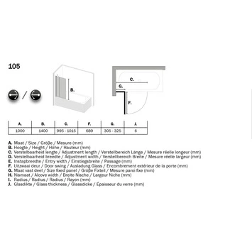 Sealskin Badklapwand S105 2-delig 140x100cm Chroom 6 Sealskin Badklapwand S105 2-delig 140x100cm Chroom - Afbeelding 4