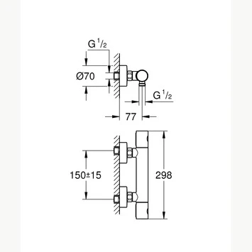 GROHE Thermostatische Douchekraan Grohtherm 1000 Colours Essence New RVS 4 GROHE Thermostatische Douchekraan Grohtherm 1000 Colours Essence New RVS - Afbeelding 2