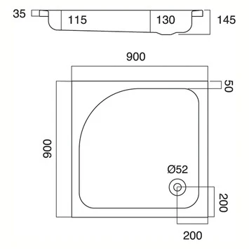 Sealskin Douchebak Optimo Vierkant Inbouw 90x90x14 Cm 4 Sealskin Douchebak Optimo Vierkant Inbouw 90x90x14 Cm - Afbeelding 2
