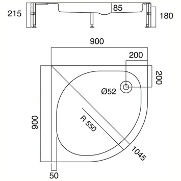 Sealskin Douchebak Optimo Kwartrond Opbouw 90x90x21.5 Cm 4 Sealskin Douchebak Optimo Kwartrond Opbouw 90x90x21.5 Cm - Afbeelding 2
