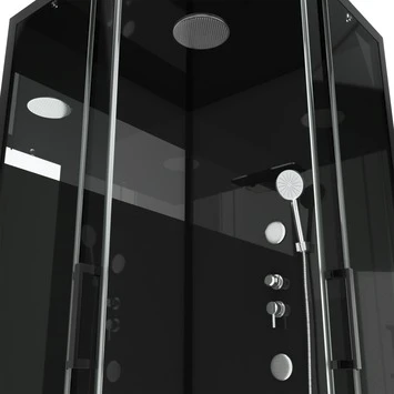 Aurlane Douchecabine Met Schuifdeur Black Mirror 2 Kwartrond Zwart 90x90 Cm 4 Aurlane Douchecabine Met Schuifdeur Black Mirror 2 Kwartrond Zwart 90x90 Cm - Afbeelding 2