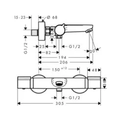 Hansgrohe Thermostatische Badkraan Versostat2 Chroom 15 Cm -Badkamer Winkel 123 501