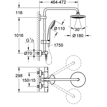 Grohe Regendouche Vitalio Joy Ø18 Cm Met Thermostatische Douchekraan 4 Grohe Regendouche Vitalio Joy Ø18 Cm Met Thermostatische Douchekraan - Afbeelding 2