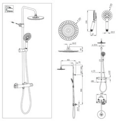 Tiger Regendoucheset Akcent Zwart/messing Incl Kraan En Handdouche Met 3 Straalstanden -Badkamer Winkel 123 5513