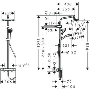 Hansgrohe Regendouche MySelect E 240 Vierkant Met Thermostatische Douchekraan En Handdouche 5 Hansgrohe Regendouche MySelect E 240 Vierkant Met Thermostatische Douchekraan En Handdouche - Afbeelding 3