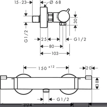 Hansgrohe Thermostatische Douchekraan EcoStat Comfort Zwart 4 Hansgrohe Thermostatische Douchekraan EcoStat Comfort Zwart - Afbeelding 2
