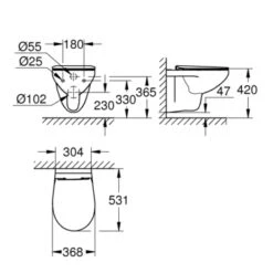 Grohe Wandcloset Bau -Badkamer Winkel 123 591