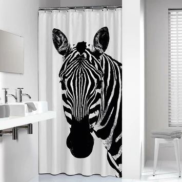 Sealskin Douchegordijn Zebra 180x200cm Zwart/wit 4 Sealskin Douchegordijn Zebra 180x200cm Zwart/wit - Afbeelding 2