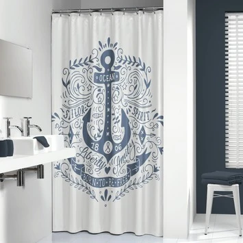 Sealskin Douchegordijn Anchor Blauw 180x200 Cm 4 Sealskin Douchegordijn Anchor Blauw 180x200 Cm - Afbeelding 2
