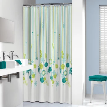 Sealskin Douchegordijn Fiesta Petrol 180x200 Cm 4 Sealskin Douchegordijn Fiesta Petrol 180x200 Cm - Afbeelding 2