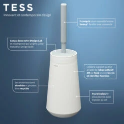 Tiger Toiletborstelhouder TESS Met Swoop Borstel Flexibel Wit/ Lichtgrijs -Badkamer Winkel 123 6450