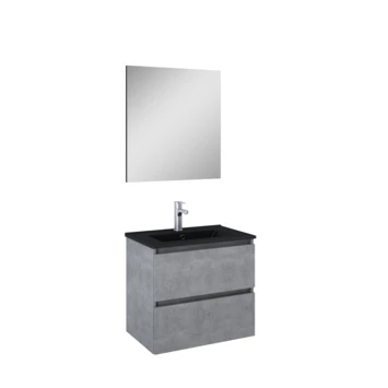 Atlantic Badmeubelset Heon met Spiegel En Zwarte Wastafel 60cm Beton 3 Atlantic Badmeubelset Heon met Spiegel En Zwarte Wastafel 60cm Beton