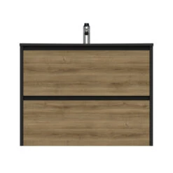 Tiger Reverse Meubelset 80 Cm Met 2 Lades Chalet Eik / Mat Zwart Inclusief Oval Wastafel Mat Zwart -Badkamer Winkel 123 705